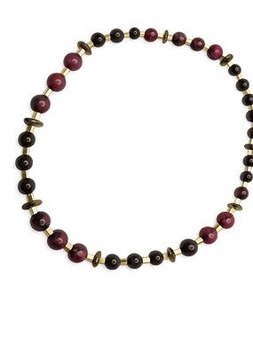 Designer Red Jasper Brown Agate Necklace Statement Natural Stone Jewelry